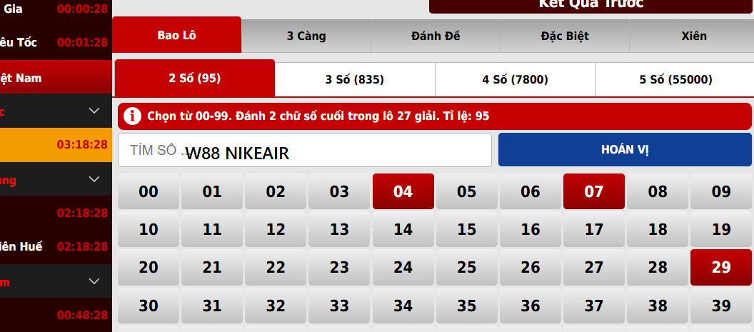 Chọn số soi cầu 3 càng W88